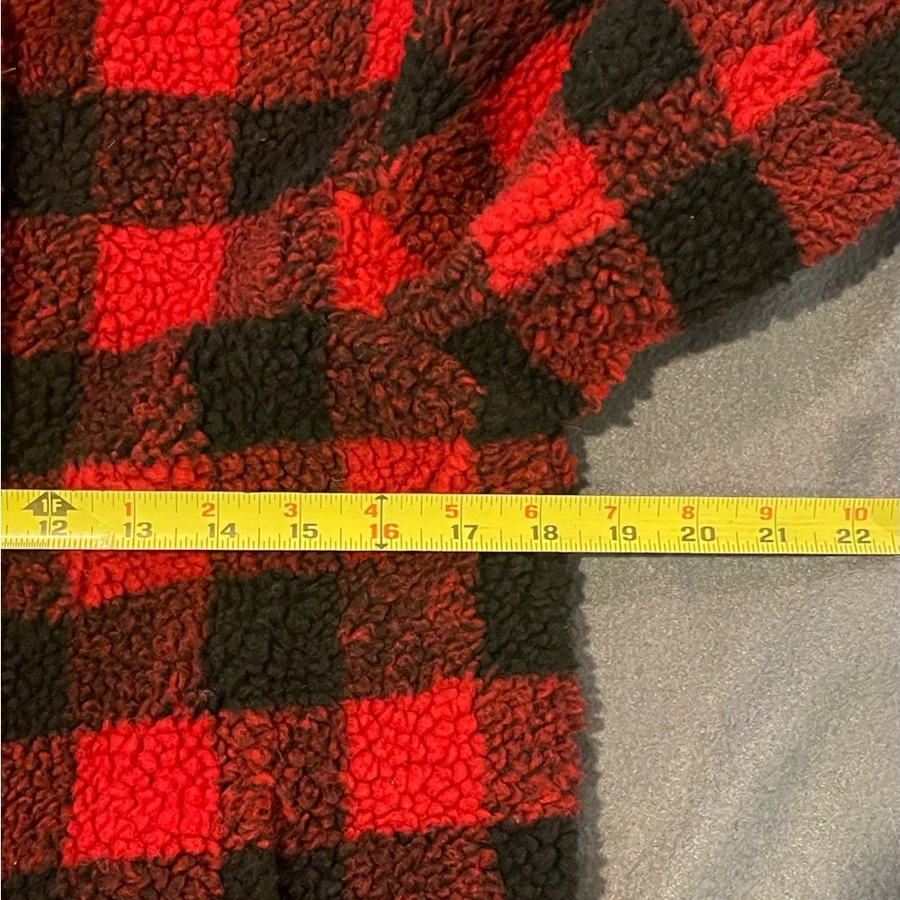 Gap kids sherpa plaid coat girls size‎ XL NWT red/black